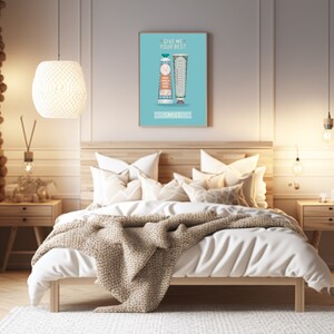 May include: A light blue poster with the text "Give me your best smile" and two tubes of toothpaste, one with the text "Cool Vanilla Mint Paste" and the other with the text "Fresh Mint Toothpaste".