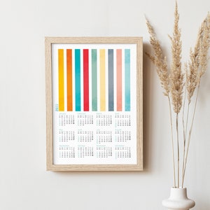 Digital print Calendar 2023 Stripes grunge textures color retro Poster Print Calendar bright colors 2023 Calendar printable wall art digital image 3