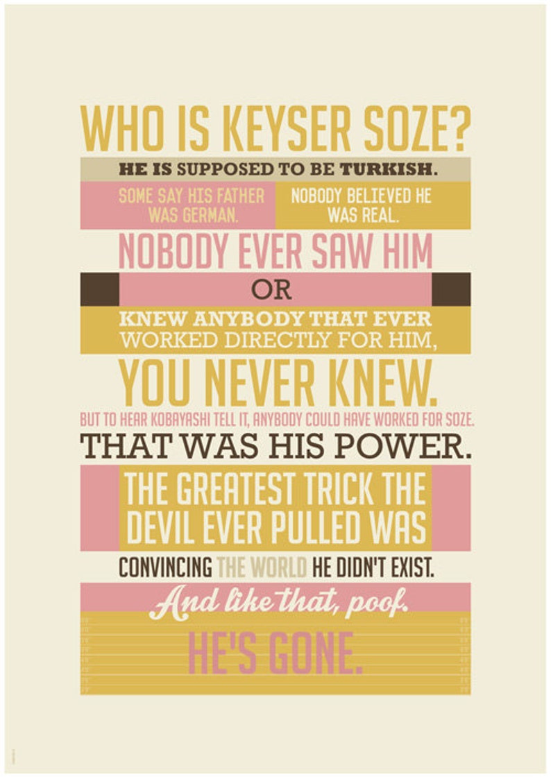 Usual Suspects Poster movie quote Keyser Soze movie poster Etsy