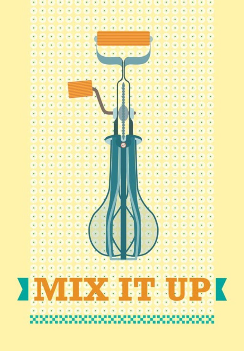 Mid Century Poster Kitchen Art Vintage Retro Hand Mixer Etsy