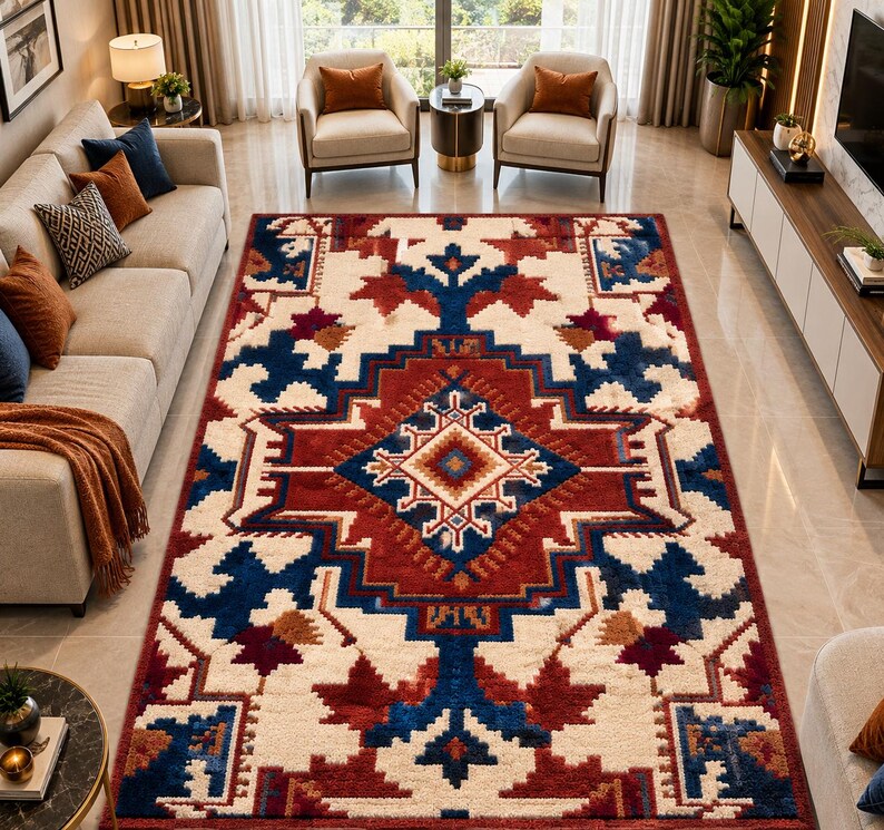 Hand Tufted Wool Rug Southwest Tribal Area Rug Geometric Bohemian ...