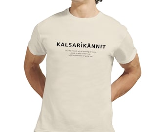 T-shirt met de definitie van Kalsarikännit | Grappig Fins woord cadeau | T-shirt met Scandinavische humor | Comfortabel T-shirt voor introverten