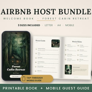 Forest Cabin Welcome Book, Editable Canva Guest Guide, Airbnb Welcome Book Template, Printable & Mobile, VRBO Host Welcome Packet