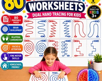 80 Brain Gym-werkbladen voor kinderen, met oefeningen voor beide handen, bilaterale coördinatie (PDF)