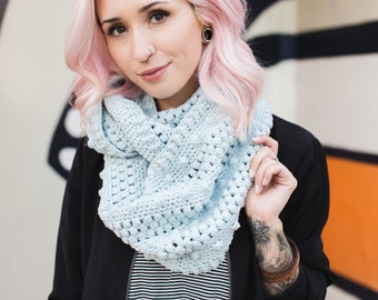 Dottie Infinity Scarf Crochet Pattern // The Hook Nook // Tutorial // Easy // Intermediate // Cowl