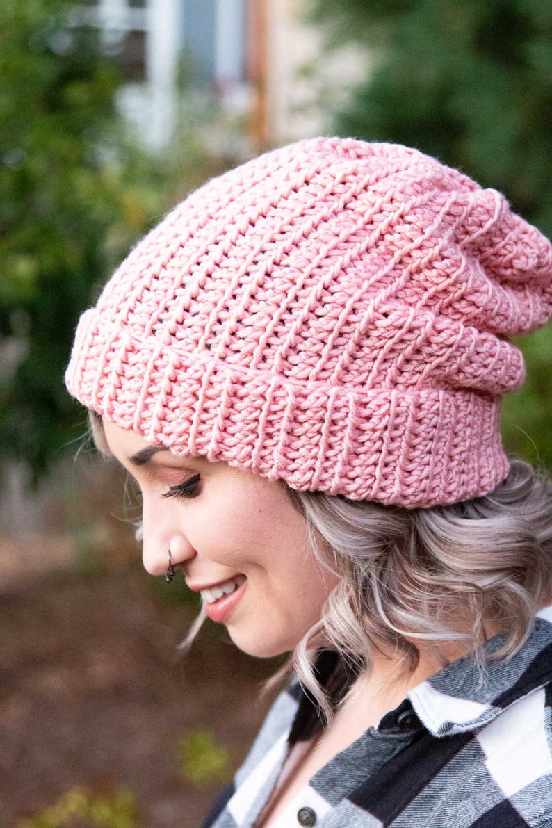 Crochet Fold Over Brim Beanie PATTERN image 1