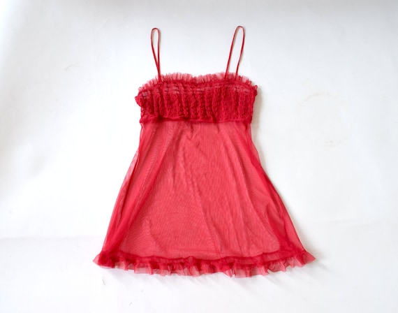 Sexy Lingerie See Through Red Lingerie Nightie Se… - image 1
