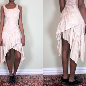 Issey Miyake Dress Issey Miyake Women Issey Miyake Vintage Pink Dress Ruffle Dress Tiered Dress Light Pink Dress Designer Dress Asymmetrical