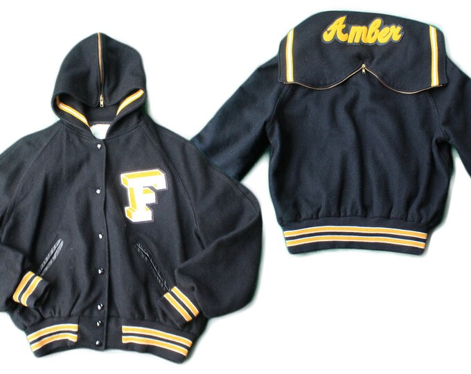 90s Letterman / Cheerleader / Bomber / Jacket / Zipper Hood / Sailor