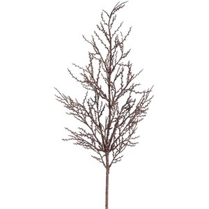 May include: A decorative artificial branch featuring a central stem that splits into numerous thin, twig-like offshoots. The entire structure is covered in a textured, dark brown finish with a subtle glittery sheen throughout the surface.
