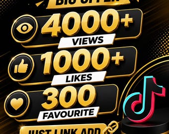 Pack de croissance TikTok | Plus de 4 000 vues, plus de 1 000 likes, 300 favoris (Service numérique)