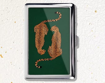 Trendy cheetah prin Cigarette Case Wallet & Business Card Holder,Groomsmen Gift Idea, Men's Pocket Organizer