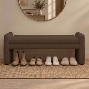 Modern Settee, Long Padded Bench, Scandinavian Seat, Turkish Entryway Seat