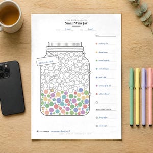 Registro de pequeños logros, tabla de objetivos de hábitos, actividad para colorear (descarga instantánea)