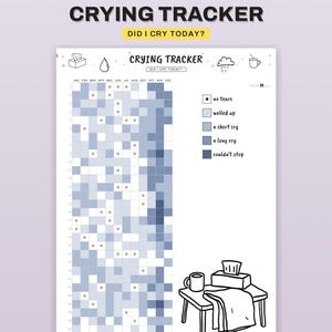 Crying Tracker Printable, Yearly Pixel Emotion Log (PDF Download)