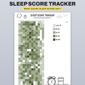 Undated Sleep Score Tracker, Pixelated Year Log (PDF Download)