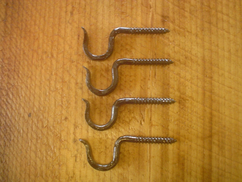 Wrought Iron Hooks 5/16 X 4 X 1 Hand Hooks Handmade Etsy