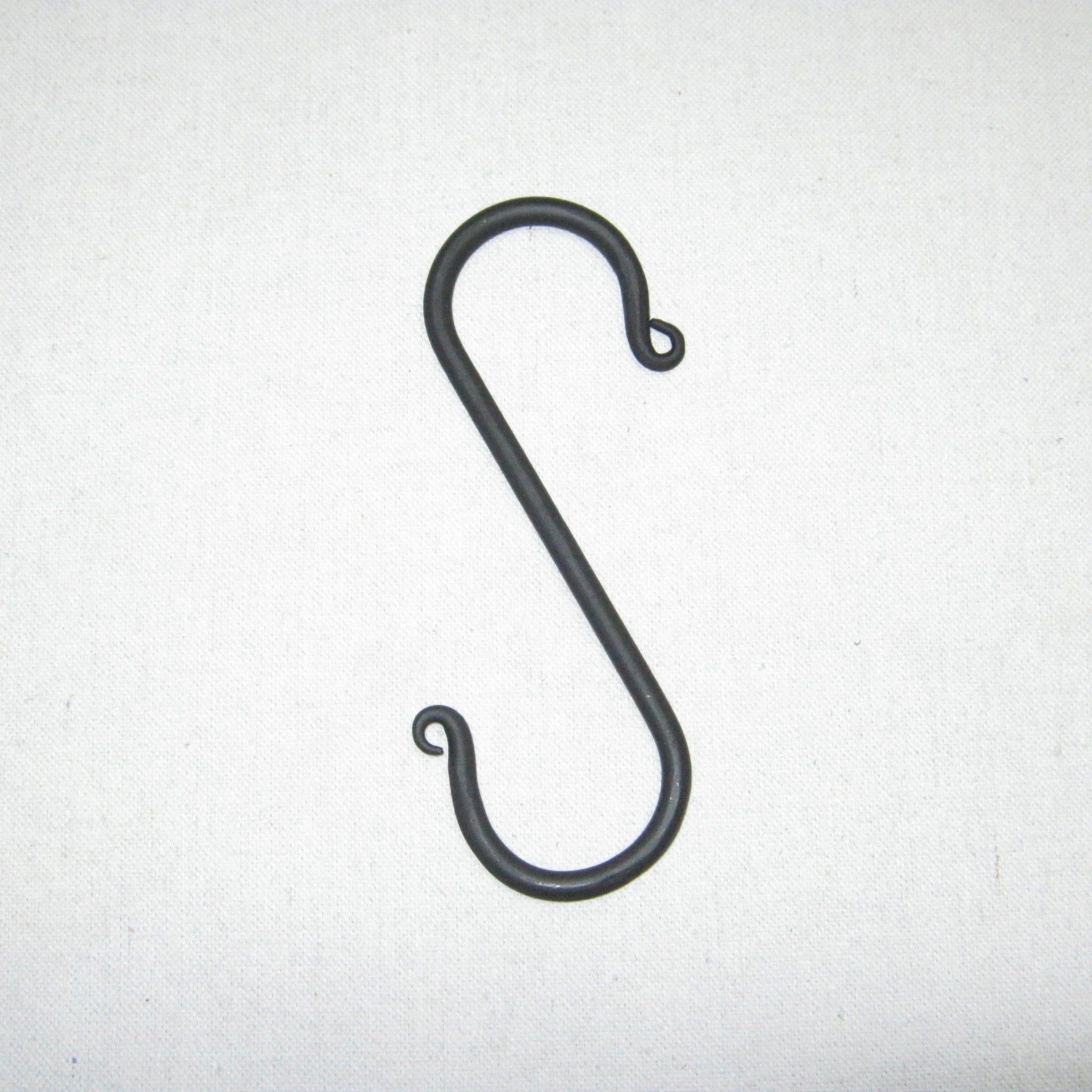 Black Wrought Iron S-Hook - 4 3/4 Inches High, Smooth Finish, For Hanging Decor