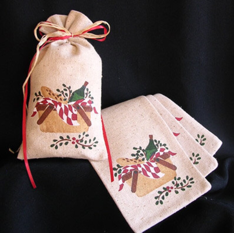 25 Fabric Gift Bags Picnic Basket Etsy