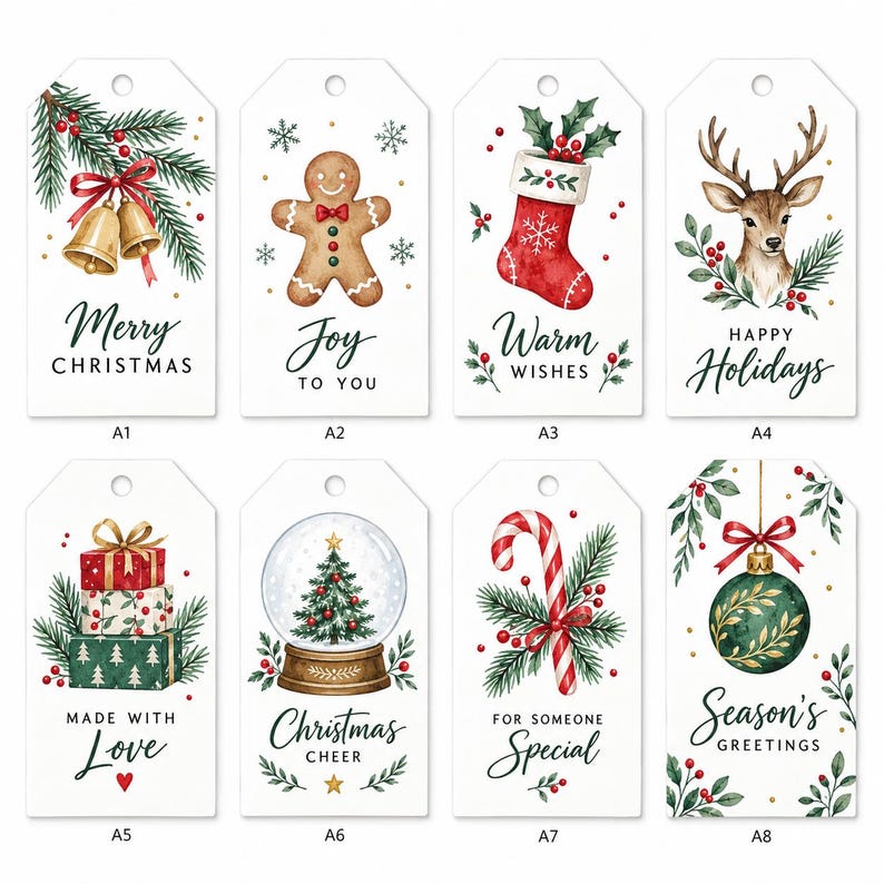 Personalized Christmas Gift Tags, Custom Name or Logo Holiday Tags ...