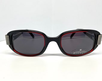 Givenchy Vintage Sunglasses. Black/Dark Red Frames with Dark Grey Lenses