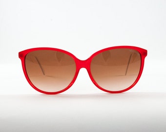 Vintage Sunglasses - Vintage 80s/90s INDO BRAND Glossy Red Sun Glasses w White Arms