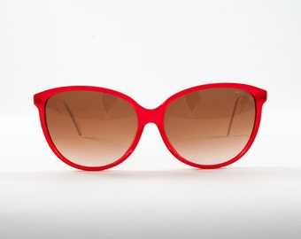 Vintage Sunglasses - Vintage 80s/90s INDO BRAND Glossy Red Sun Glasses w White Arms