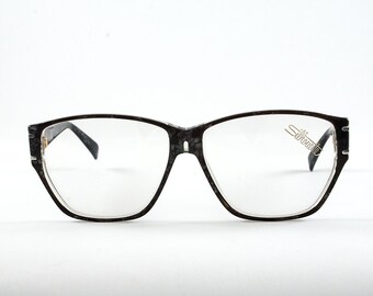 Silhouette Vintage 80s Oversized Frames. Marbled Black.