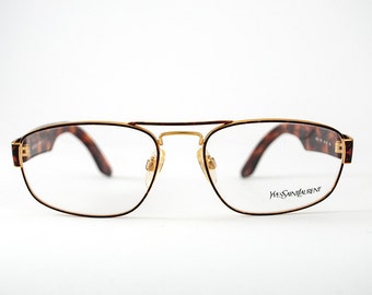 Yves Saint Laurent Vintage Frames for Men. Gold Tone/Bronze Color Frames.Chunky Tortoise Shell Arms