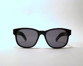 Vintage 90s Wayfarer Style Thick Matte Black Sunglasses.