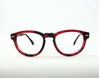 Vintage 80s OWP Round Chunky Light Tortoise Shell Red Frames.