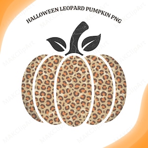 May include: A graphic illustration of a pumpkin featuring a tan and orange leopard print pattern with a distressed texture. The pumpkin has a black stem and two black leaves at the top. The text HALLOWEEN LEOPARD PUMPKIN PNG is printed above.