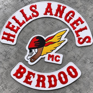Hells Angels Berdoo Embroidered Rocker Patch Set Large Biker Back Patch