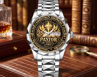 Personalized Pastor Watch, Pastor Appreciation Gift, Christian Watch for Pastor, Preacher Ordination Church Ministry Gift,Church Leader Gift