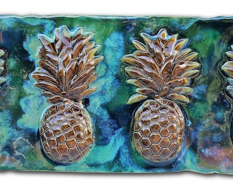 Ceramic Pineapple Wall art, kitchen backsplash tile, tropical pineapple decor, bathroom shower tiles, outdoor bathroom shower tile, maui art