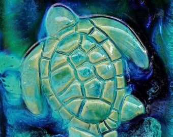 Sea Life Wall art, kitchen backsplash tile, bathroom shower tiles, outdoor tile, turtle wall hanging art, hawaiian sea turtles home decor