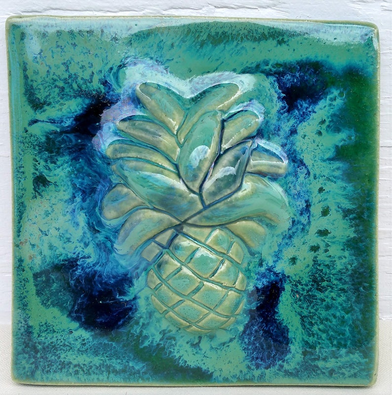 Tropical Beach Decor Ceramic Wall Tile Pineapple Tiles Etsy