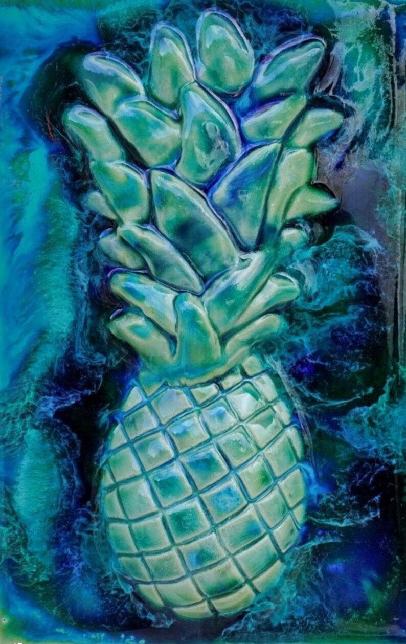 Tropical Beach Decor Ceramic Wall Tile Pineapple Tiles Etsy