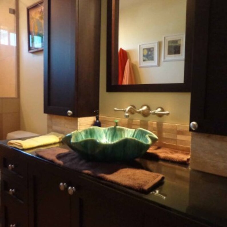 Handmade Ceramic Bathroom Sink, Tropical Hawaii Bathroom Design Ideas