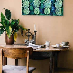 Ceramic Pineapple Wall art, kitchen pineapple art, backsplash tile, tropical pineapple decor, bathroom shower tiles, Maui ceramic wall art
