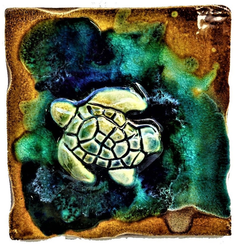 Hawaiian Sea Turtle Plaque Ceramic Tile Pool Bathroom Wall Décor Tp18