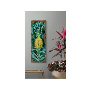 Ceramic Pineapple Wall art, kitchen backsplash tile, tropical pineapple decor, bathroom shower tiles, Maui art, tropical Hawaiian artwork