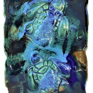 Yellow Sea Turtle, rivestimento decorativo, piastrelle doccia bagno, piastrelle backsplash cucina, arte tartaruga, tartarughe marine in ceramica, piastrelle piscina tartaruga