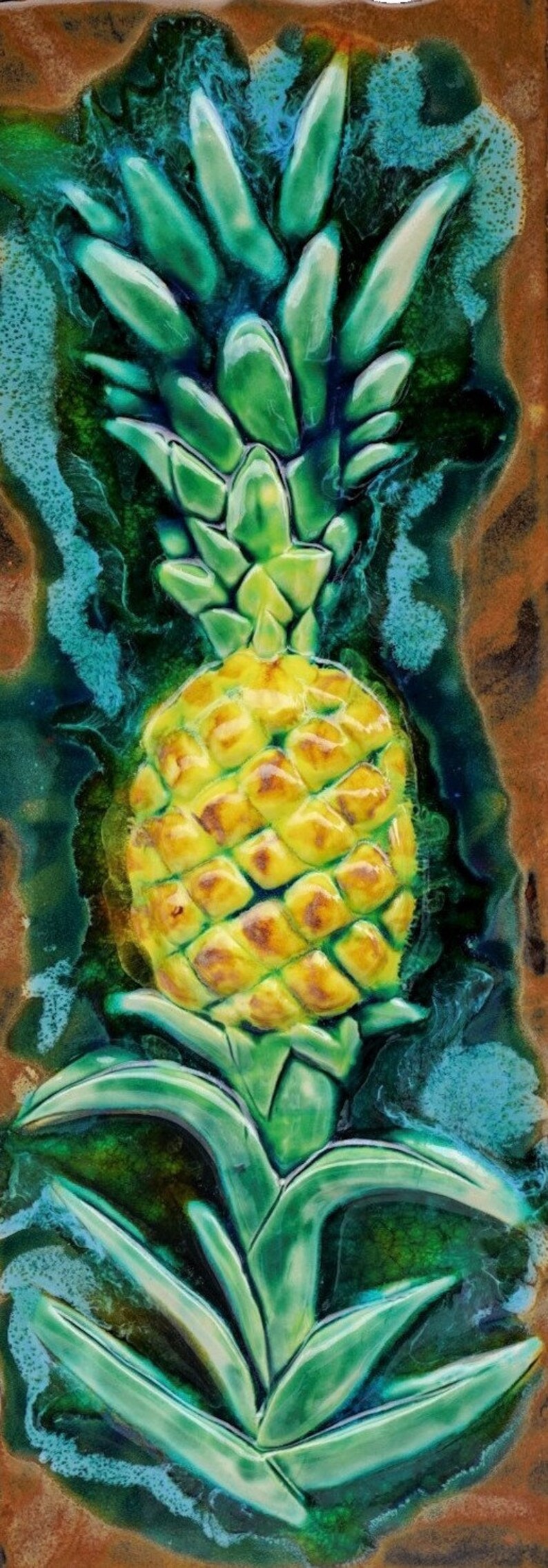 Tropical Beach Decor Ceramic Wall Tile Pineapple Tiles Etsy