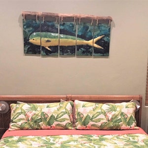 Large Handmade Dolphin Wall Art, Hawaiian Dolphin wall hanging, dolphin Kitchen backsplash, dolphin bathroom wall tile, tropical wall art