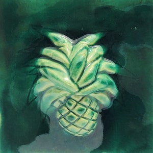 Ceramic Pineapple Wall art, kitchen backsplash tile, tropical pineapple decor, bathroom shower tiles, outdoor bathroom shower tile, maui art