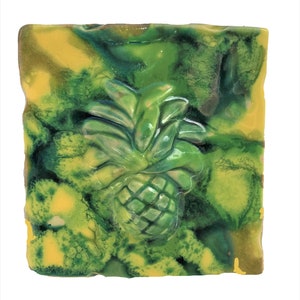 Ceramic Pineapple Wall art, kitchen backsplash tile, tropical pineapple decor, bathroom shower tiles, outdoor bathroom shower tile, maui art