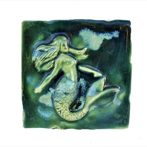 Ceramic Mermaid Wall art, kitchen backsplash tile, tropical mermaid wall art, bathroom shower tile, outdoor bathroom shower tiles, maui art