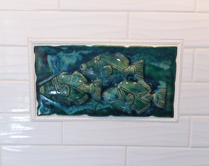 Ceramic Fish Wall Art Kitchen Backsplash Tile Tropical Fish Etsy