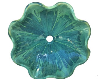 Handmade Above Vessel bathroom sink, ceramic bathroom sink, green bathroom sinks, above vessel sink, hawaii bathroom decor, handmade sink